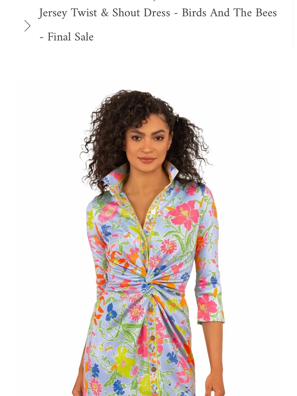 Gretchen Scott Designs Floral Twist Mini Dress in Light Blue with Pink & Orange